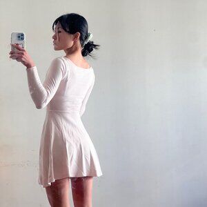 Soft Pink Balletcore Vintage American Apparel Fit and Flare Long Sleeve Dress